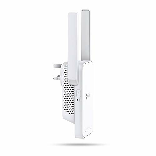 TP-Link WiFi range extender with dual antennas.